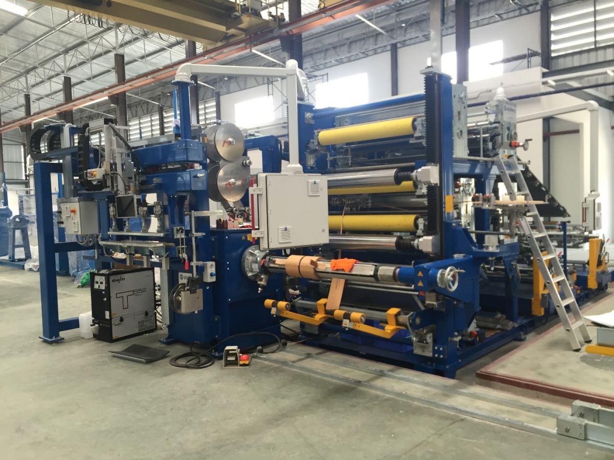 งานติดตั้งเครื่องจักรพันฟอยล์แรงต่ำยี่ห้อ Stollberg รุ่นFWM 1000-2-SP-with TIG Welding Table  ที่บริษัท ถิรไทย จำกัด (มหาชน)